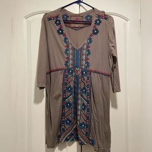Johnny Was Grey Floral Tunic (JWLA)